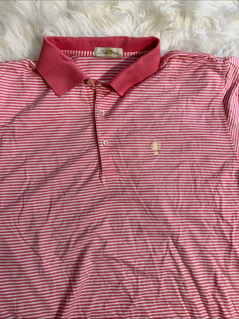 Peter Millar Pink & White Striped Polo